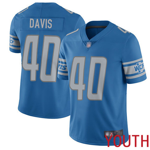 Detroit Lions Limited Blue Youth Jarrad Davis Home Jersey NFL Football 40 Vapor Untouchable